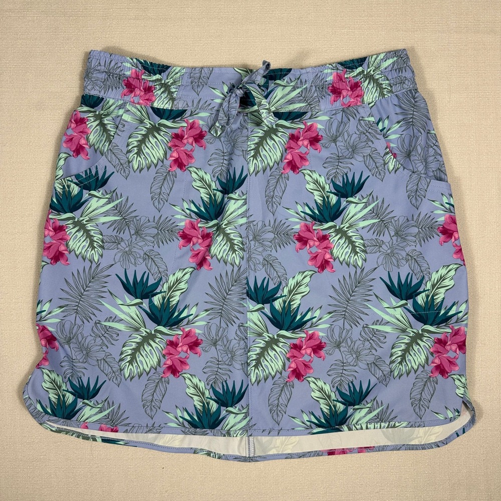 Duluth Trading Co Skirt‎ Small Blue Floral Excellent Tropical Hiking Active